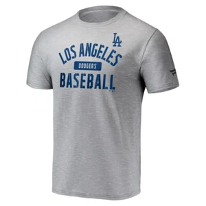 Los Angeles LA Dodgers Men's T-Shirt Stencil Logo Grey Dye Tee by Fanatics 2XL - Picture 1 of 4