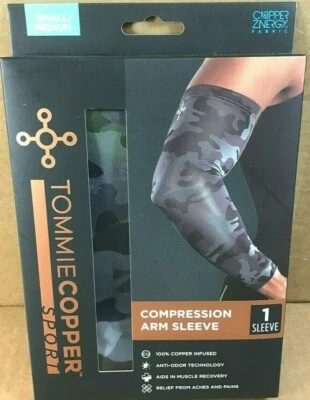 Tommie Copper Compression Arm Sleeve Joint Pain Relief SM/MD Camo -  D19 - Image 1 of 2