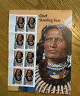 Chief Standing Bear 8 Forever Stamps with side panel MNH - FREE U.S.A. Shipping