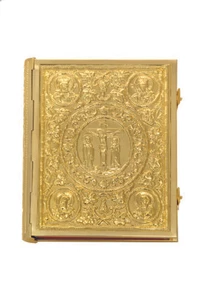 Estuche evangélico de latón chapado en oro ortodoxo con libro de texto altar quirúrgico - Imagen 1 de 1