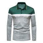 ZONBAILON Men's Autumn Color Contrast Business Sports Long Sleeve Polo Shirt