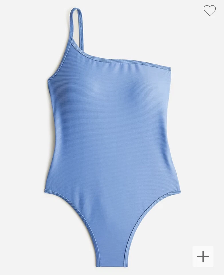 J.Crew Ribbed One-Strap One-Piece Swimsuit Wild Hibiscus Pink Size 12 BH484