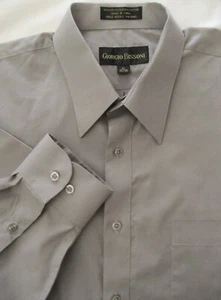 Camicia uomo Giorgio Bissoni XL 35/36 regular grigio misto cotone con bottoni nuova senza etichette - Foto 1 di 7