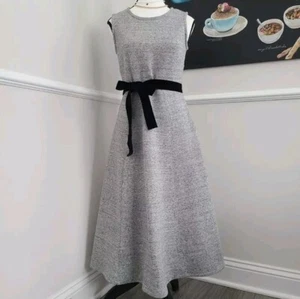 JCrew A-Line Dress with Velvet Tie Sz 0 Grey Midi - Picture 1 of 7