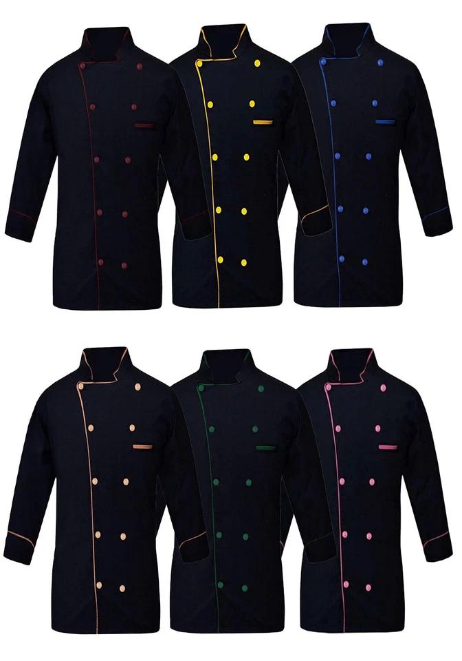 Men's Long Sleeve Chef Coat Double Breasted Kitchen Cooking Work Jacket Uniform - Image 1 of 1