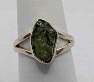 Sterling Silver 925 Raw Peridot Ring Size 7.5 - Picture 1 of 6