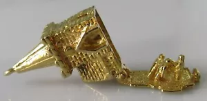 9ct Gold Charm - Vintage 9ct Yellow Gold Church Wedding Opening Charm - Picture 1 of 12