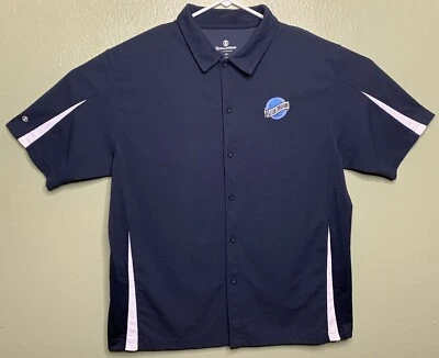 Holloway Blue Moon Mens XL Navy Blue Short Sleeve Button Up Employee Work Shirt - Image 1 of 4
