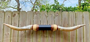 XLg MOUNTED STEER BULL HORNS COW BOY HORN LONGHORNS 4' ft 58" Tip to Tip LONG - Picture 1 of 8