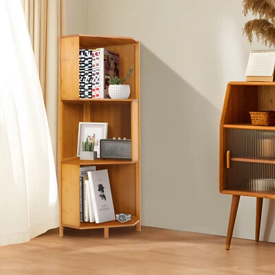 3-Shelf Industrial Corner Bookcase - A-Shaped Display Tall Bookshelf 3-shelf New - Image 1 of 4