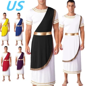 Mens Ancient Greek Roman Toga Costume Senator Caesar Halloween Cosplay Robe - Picture 1 of 72