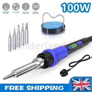 100W Soldering Iron Kit Digital LCD Welding Iron Tool Tips Temperature Adjusted - Picture 1 of 12