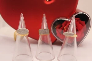 ANELLO ARGENTO FASCETTA ZIRCONI BIANCHI DORATO MIS 14 REGOLABILE PAVE' EXPLOIT - Picture 1 of 23