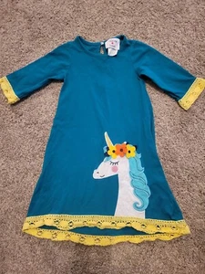 Counting Daisies Girls Unicorn Dress Long Sleeve Size 4T Used - Picture 1 of 3