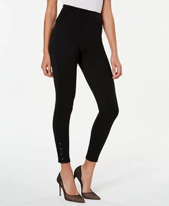 L323 Inc Black Women's Tie Up Laced-Ankle Leggings - Picture 1 of 3