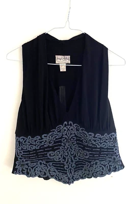 NUEVO Joseph Ribkoff Reino Unido 12 Heavy Cuentas Dobladillo Negro Top Blusa Forrada Foto 1 de 4