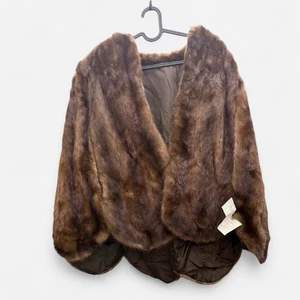 Real Mink Soft Fur Stole Wrap Shawl Vintage Elegant Brown Formal Wear Accessory - Picture 1 of 8