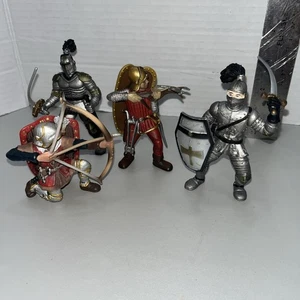 Papo Fantasy Medieval Red Kingdom Knights Cavalry Archer Action Figure Lot of 4 - Picture 1 of 2