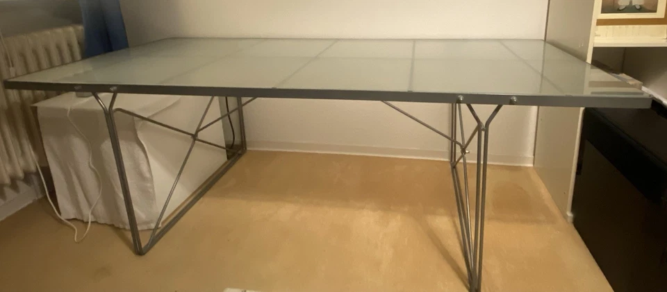 Glastisch Ikea L 200*B 80* H 69 Metal Gestell - Bild 1 von 2