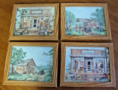 Kay Lamb Shannon 4 Framed Vintage Prints Coca Cola Martin's Garage.. Mike's..... - Image 1 of 4