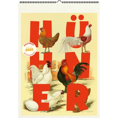 FAVORITENPRESSE Hühner. Wandkalender 2026: Historische Zeichnungen aus Bungartz’ Geflügel-A ...