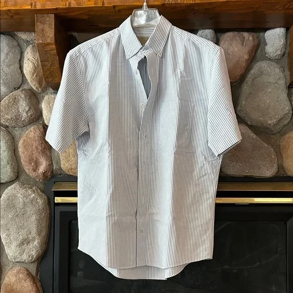 Cabela's Men's Blue Striped Short Sleeve Button Down Shirt, Size M - Image 1 of 4