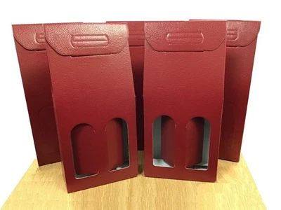 5 Wine Carrier Gift Box Bag - Burgundy Christmas Bottle Holder Gift  **SECONDS** - Изображение 1 из 4