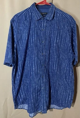 Bugatchi Shirt Men’s Large Short Sleeve Button Up Blue And White Abstract 🔥 - Image 1 of 3