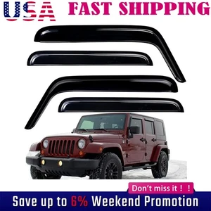 New Window Visors Deflector Rain Guard fits 2007-2017 Jeep Wrangler JK 4-Door - Picture 1 of 6