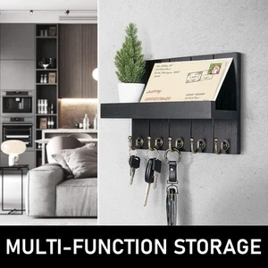 Organizador de correo decorativo montaje en pared con 5 ganchos para llaves para granja moderna - Imagen 1 de 11