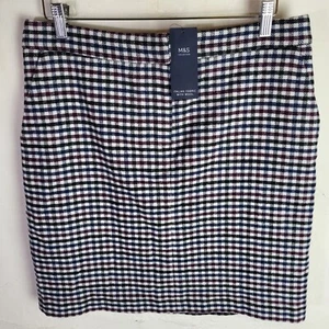 Minifalda Marks Spencer Collection para mujer UK14 lana cuadros borgoña nueva con etiquetas formal - Imagen 1 de 7