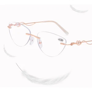 Fashionable frameless anti blue light reading glasses for women +1.0~4.0 - Picture 1 of 17