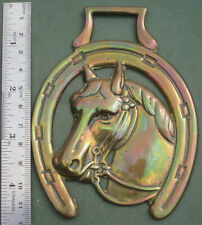 Horse Brass: Horse Head in Horse Shoe, Free P&P, stamped pressed 