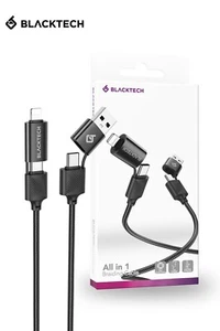 4 in 1 USB A Type-C to USB-C Fast Charge Braided for iPhone Mac Cable - Picture 1 of 15
