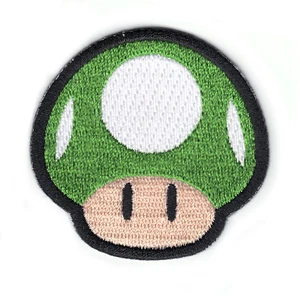 Nintendo Super Mario World Green 1-Up Mushroom Logo Embroidered Iron on Patch - Picture 1 of 1