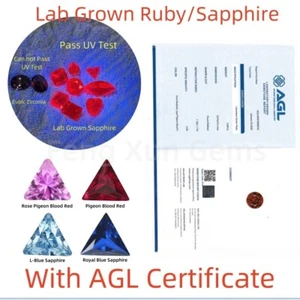 Rubí cultivado en laboratorio con forma de triángulo, zafiro con certificado AGL para anillo de joyería hágalo usted mismo - Imagen 1 de 10