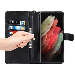 Étui avec SPen pour Samsung Galaxy S21 Ultra 5G portefeuille housse en cuir fente stylo - Photo 1 sur 17