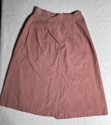 Falda Catherine Carr Vintage Años 70 Rosa Polvorienta Pana Talla Pequeña 26 Cintura Foto 1 de 4