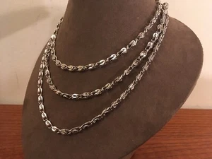 Trifari Silver-tone Chain Necklace single strand 54" long - Picture 1 of 5