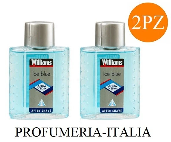 2pz WILLIAMS ICE BLUE AQUA VELVA After Shave Dopo Barba uomo 100ml NUOVO