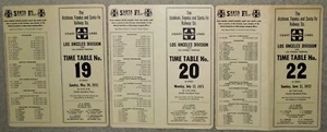 Tablas de tiempo de la división de Santa Fe Coast Los Angeles 1971-72 vintage nos. 19, 20, 22 - Imagen 1 de 3