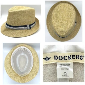 Dockers Straw Fedora Hat Size 7 1/8 Medium 1” Band 1 1/2” Brim - Picture 1 of 8