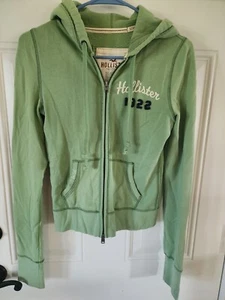 Vintage Hollister Hoodie Damen grün durchgehender Reißverschluss Logo Sweatshirt Petite Small - Bild 1 von 4