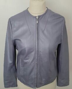 LAKELAND - Lilac Pearlised Finish REAL LEATHER Jacket Soft Size 12