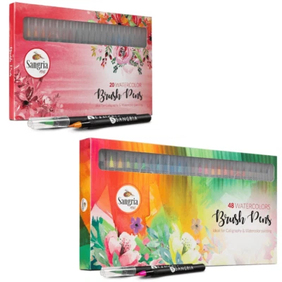SANGRIA PENS Real Watercolour Brush Pens Set for Journaling, Painting & Art