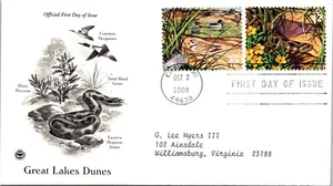 FDC 2008 SC #4352 Common Merganser & Snake - Empire MI - Pair - J2059 - Picture 1 of 2