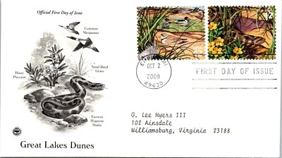 FDC 2008 SC #4352 Common Merganser & Snake - Empire MI - Pair - J2059 - Image 1 of 2