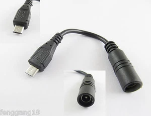 DC Power Supply plug Adapter Female 5.5x 2.1mm To Micro USB 5 Pin Charging Cable - Picture 1 of 3