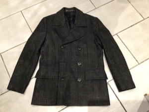 PS Paul Smith Dark Grey Check Reefer Coat Size Medium Men’s 42” Chest - Picture 1 of 9