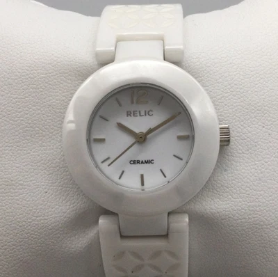 Reloj Reliquia Cerámica Mujer 29mm Blanco ZR34141 Batería Nueva 6.25" Foto 1 de 4